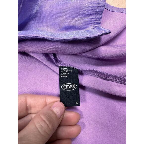 Cider Purple Metallic Long Sleeve Button Up Collared Fairy Boho Tunic Sz Small - Picture 3 of 9